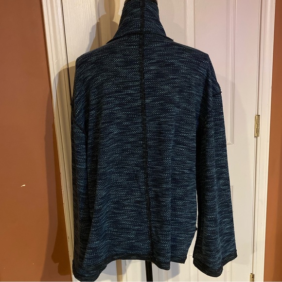 Free People Sunny Days Knit Turtleneck Oversized Sweater Blue Medium - Picture 4 of 11
